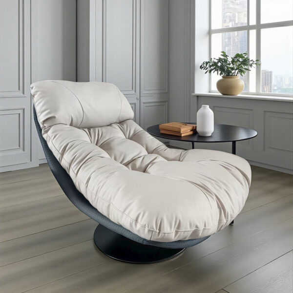 KL-2416C (1) The Attic Nest Lounge Chair, Steel Grey & Ivory