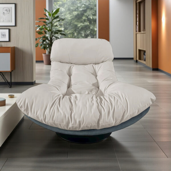 KL-2416C (3) The Attic Nest Lounge Chair, Steel Grey & Ivory