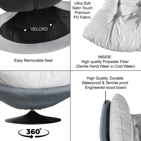 KL-2416C (7) The Attic Nest Lounge Chair, Steel Grey & Ivory