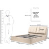 The Attic Luna Queen Size  Hydraulic Storage Bed with Tufted Cushion Headboard Cream Beige