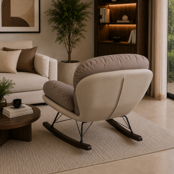 The Attic Rocksy Lounge chair,  Caramel brown & Cream