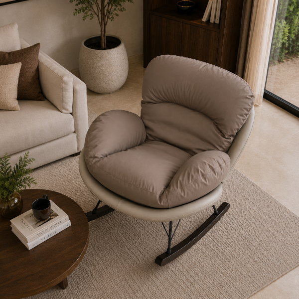 The Attic Rocksy Lounge chair,  Caramel brown & Cream