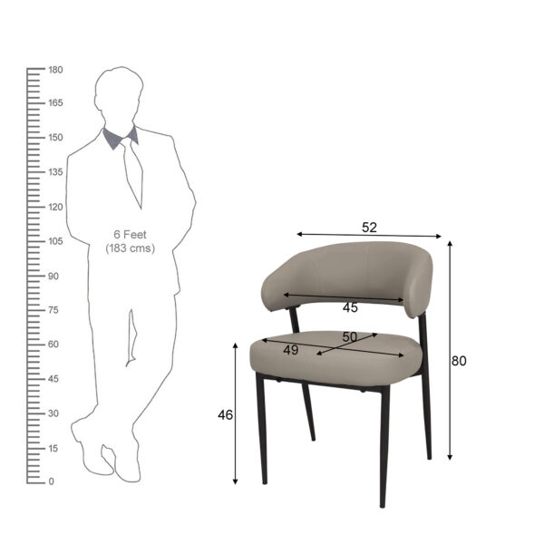 The Attic Orbit Dining Chair, Dining set of 2 chair, Warm Grey Finish