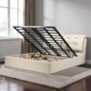 The Attic Luna Queen Size  Hydraulic Storage Bed with Tufted Cushion Headboard Cream Beige