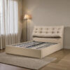 The Attic Kona Queen Size  Hydraulic Lift Storage Bed with Tufted Headboard Khakhi Beige
