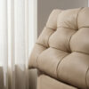 The Attic Kona Queen Size  Hydraulic Lift Storage Bed with Tufted Headboard Khakhi Beige