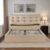 The Attic Kona Queen Size  Hydraulic Lift Storage Bed with Tufted Headboard Khakhi Beige
