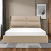 The Attic Nova Queen Size  Bed with Hydraulic Lift Storage with Soft Cushion Headboard Khakhi Beige