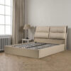 The Attic Nova Queen Size  Bed with Hydraulic Lift Storage with Soft Cushion Headboard Khakhi Beige