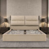 The Attic Nova Queen Size  Bed with Hydraulic Lift Storage with Soft Cushion Headboard Khakhi Beige
