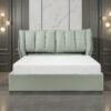 The Attic Rivera Modern Queen Size Hydraulic Storage Bed with Soft Cushion Headboard Sage Green