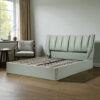 The Attic Rivera Modern Queen Size Hydraulic Storage Bed with Soft Cushion Headboard Sage Green