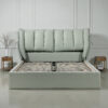 The Attic Rivera Modern Queen Size Hydraulic Storage Bed with Soft Cushion Headboard Sage Green