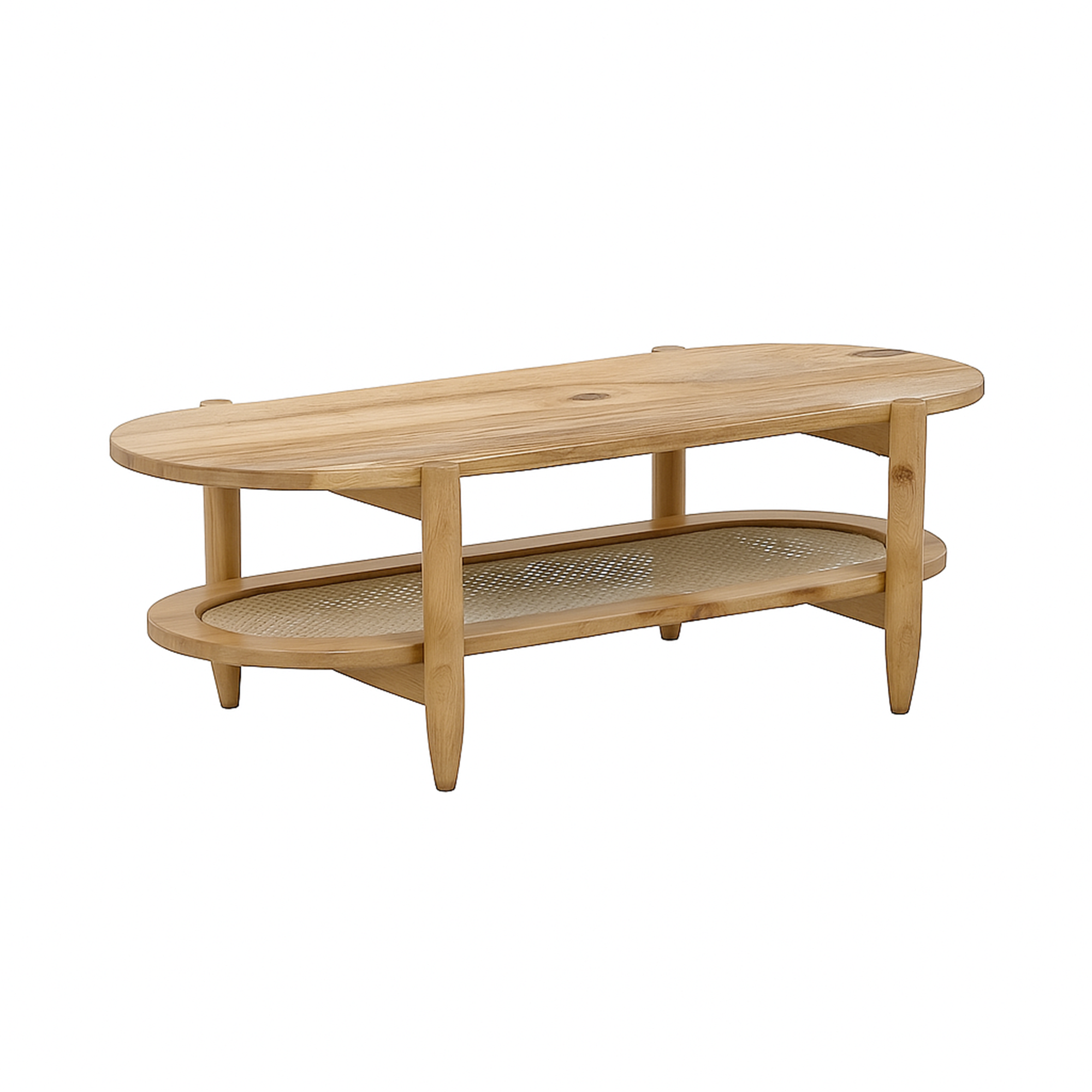 The Attic Memphis Coffee Table with Cane,Natural Mate Finish
