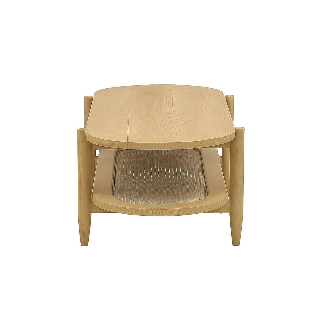 The Attic Memphis Coffee Table with Cane,Natural Mate Finish