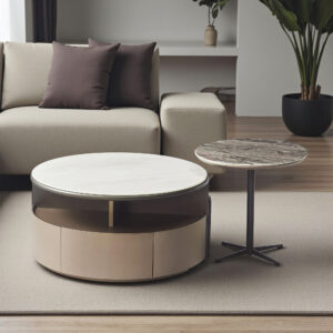 The Attic Aura Marble Coffee Table Set with Storage