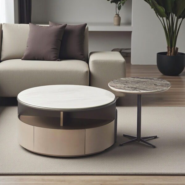 The Attic Aura Marble Coffee Table Set with Storage