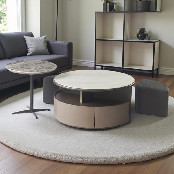 The Attic Aura Marble Coffee Table Set with Storage