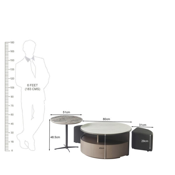 The Attic Aura Marble Coffee Table Set with Storage