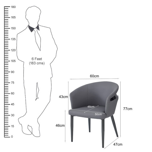 KL-2469 (8) The Attic Sienna Luxe Dining Chair , Steel Grey