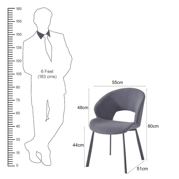 The Attic Volnix  Dining Chair , Steel Grey