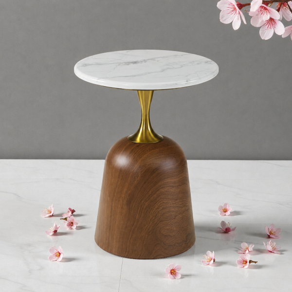 The Attic Bella Luxe End Table Gold Finish ,Honey