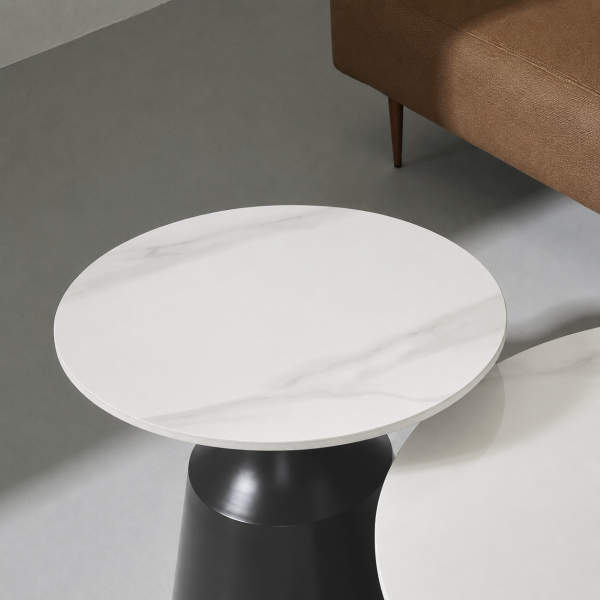 KL-2496 (2) The Attic Bolla Coffee Tables Set of 2 Modern Nesting Design,Titanium & Cream