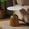 The Attic Bella Luxe End Table Gold Finish ,Honey