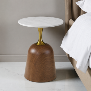 The Attic Bella Luxe End Table Gold Finish ,Honey