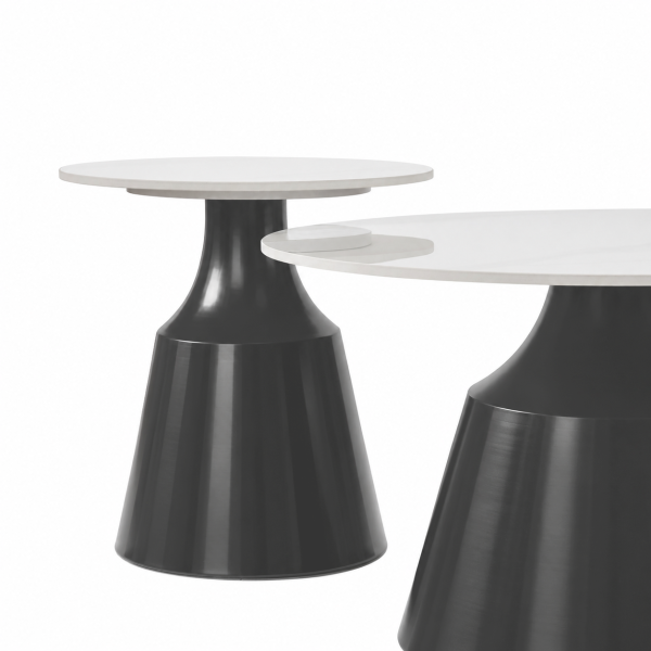 KL-2496 (5) The Attic Bolla Coffee Tables Set of 2 Modern Nesting Design,Titanium & Cream