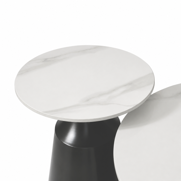 KL-2496 (6) The Attic Bolla Coffee Tables Set of 2 Modern Nesting Design,Titanium & Cream