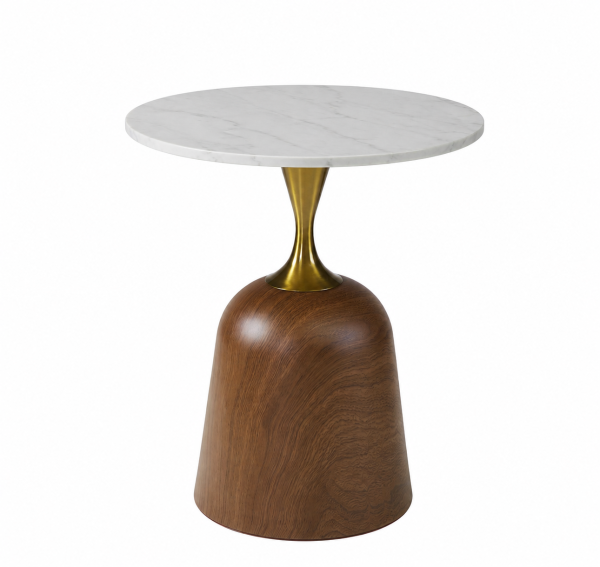 The Attic Bella Luxe End Table Gold Finish ,Honey
