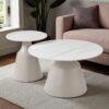 The Attic Ivory Luxe Coffee Tables Set of 2 White Marble Look,Ivory & Cream