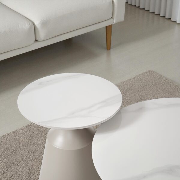 The Attic Ivory Luxe Coffee Tables Set of 2 White Marble Look,Ivory & Cream