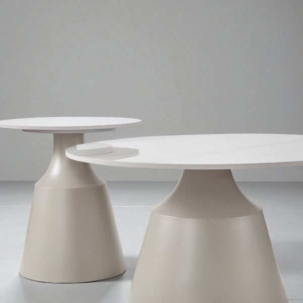 The Attic Ivory Luxe Coffee Tables Set of 2 White Marble Look,Ivory & Cream