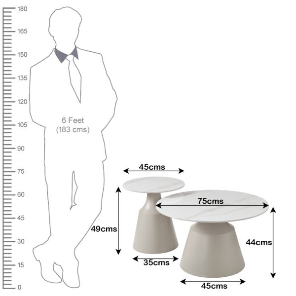 The Attic Ivory Luxe Coffee Tables Set of 2 White Marble Look,Ivory & Cream