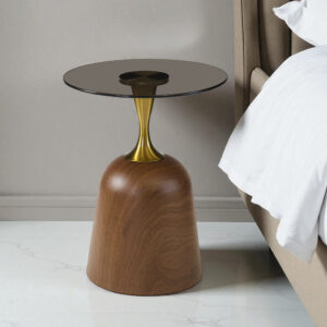 The Attic Bella Luxe End Table Gold Finish ,Honey