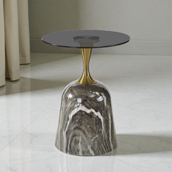 The Attic Vein Luxe End Table Marble Top Stylish Design,Grey