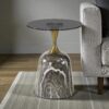 The Attic Vein Luxe End Table Marble Top Stylish Design,Grey