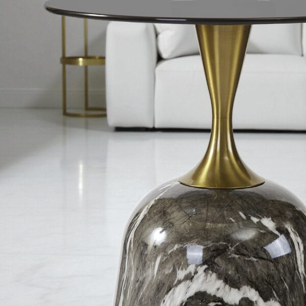 The Attic Vein Luxe End Table Marble Top Stylish Design,Grey