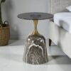 The Attic Vein Luxe End Table Marble Top Stylish Design,Grey