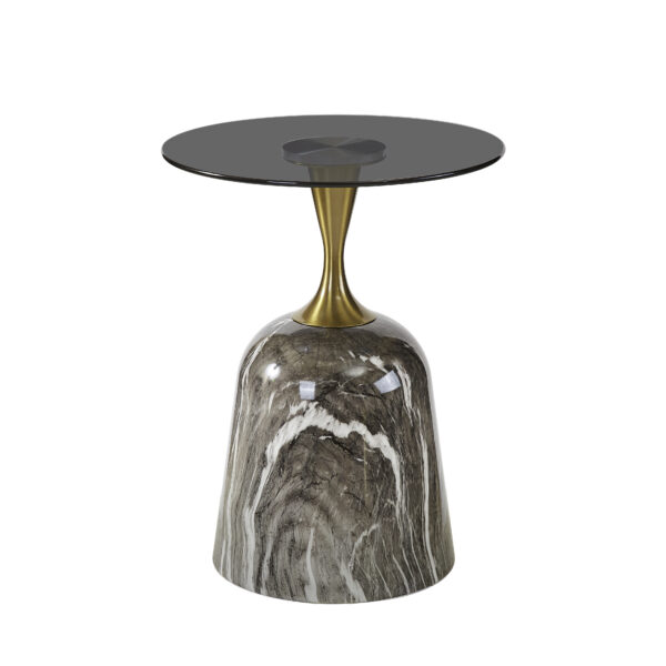 The Attic Vein Luxe End Table Marble Top Stylish Design,Grey