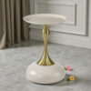 The Attic Luxe Pebble End Table Textured Metal Design,Ivory