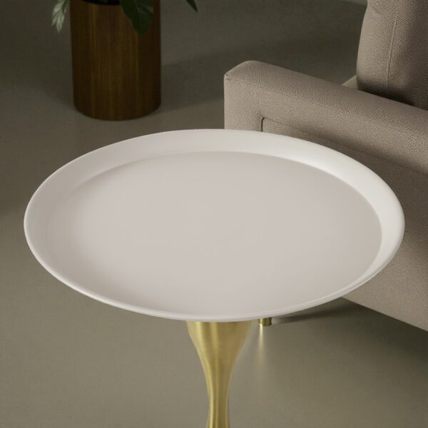 The Attic Luxe Pebble End Table Textured Metal Design,Ivory