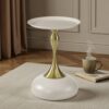 The Attic Luxe Pebble End Table Textured Metal Design,Ivory