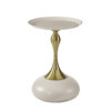 The Attic Luxe Pebble End Table Textured Metal Design,Ivory