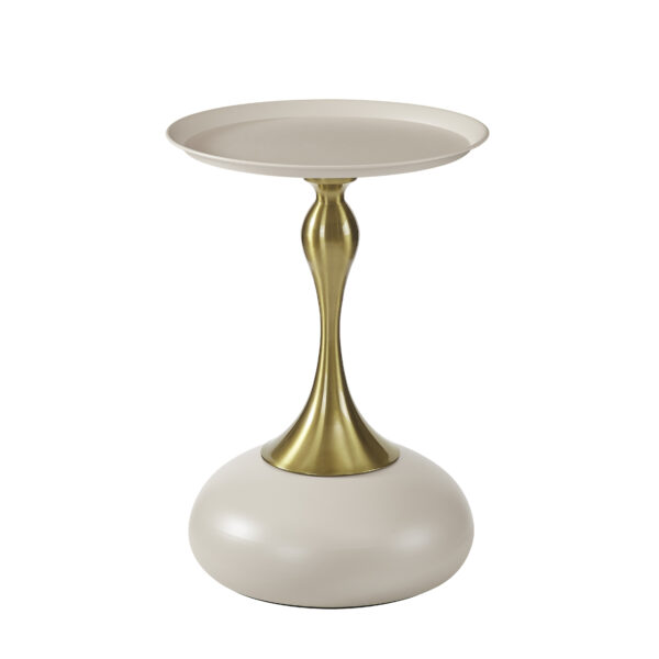 The Attic Luxe Pebble End Table Textured Metal Design,Ivory