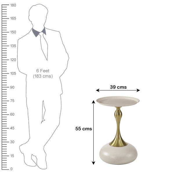 KL-2503 (8) The Attic Luxe Pebble End Table Textured Metal Design,Ivory