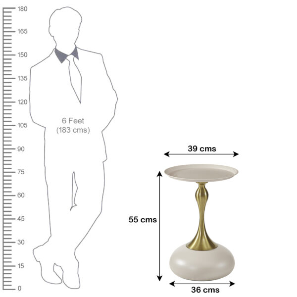 The Attic Luxe Pebble End Table Textured Metal Design,Ivory