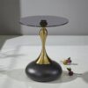 The Attic Luxe Drop End Table Unique Metal Base Décor,Black
